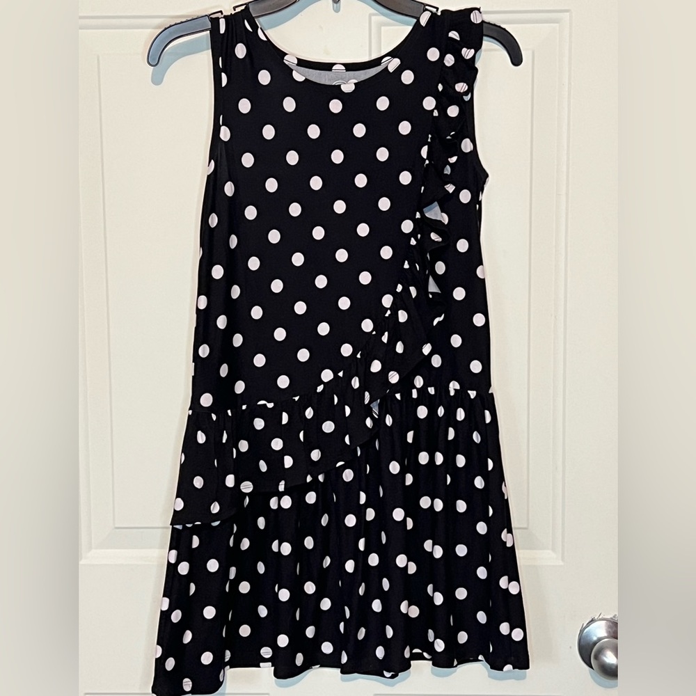 Wonder Nation girls black and white polka dot dress BNWOT